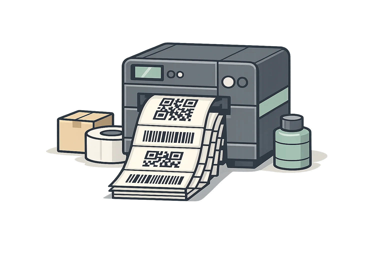 Barcode and label printing software showing barcode generation and inventory label design