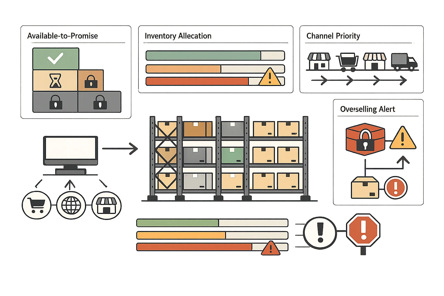 Inventory reservation software showing stock allocation and available-to-promise calculations