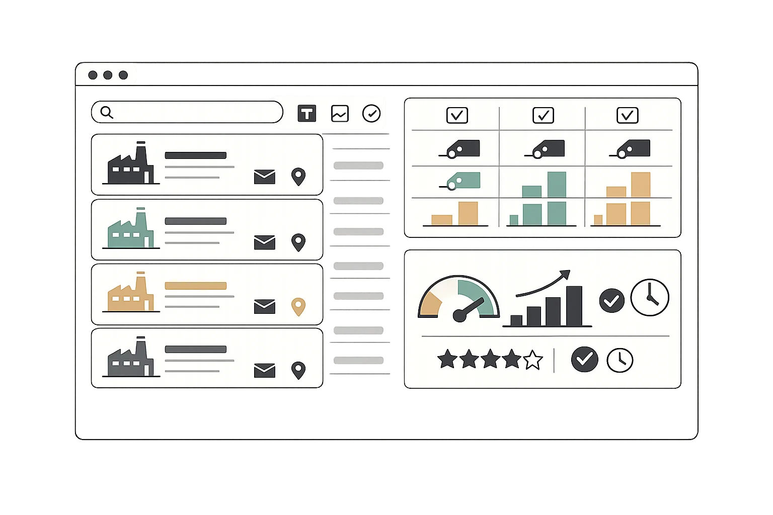 Supplier management software showing vendor database, pricing comparison, and performance tracking
